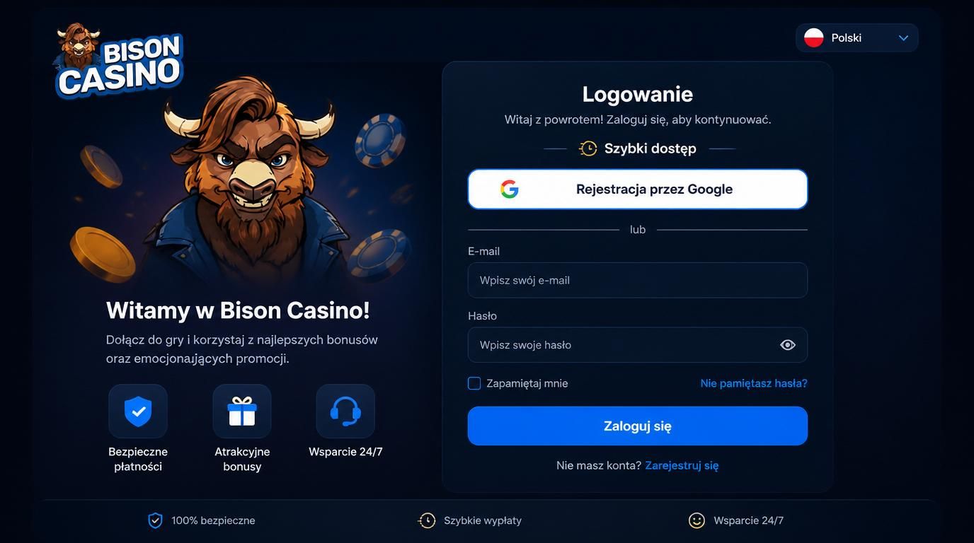Interfejs rejestracji z opcją Google i formularzem e-mail w kasynie w stylu strony